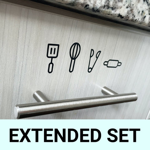 Kitchen Cabinet Label Decals (Extended Set)
